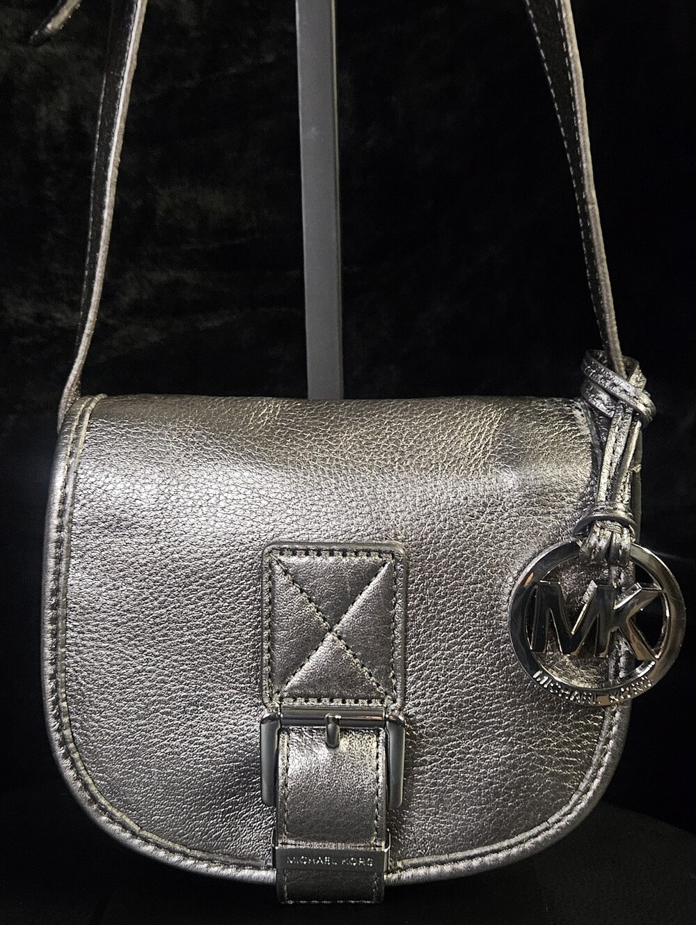 Michael Kors Jessie Small Metallic Crossbody Saddle Bag